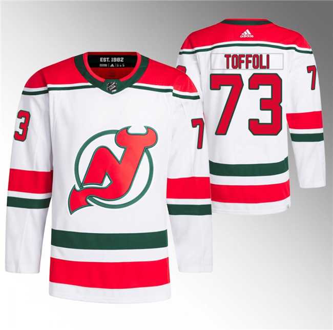 Mens New Jersey Devils #73 Tyler Toffoli White Stitched Jersey